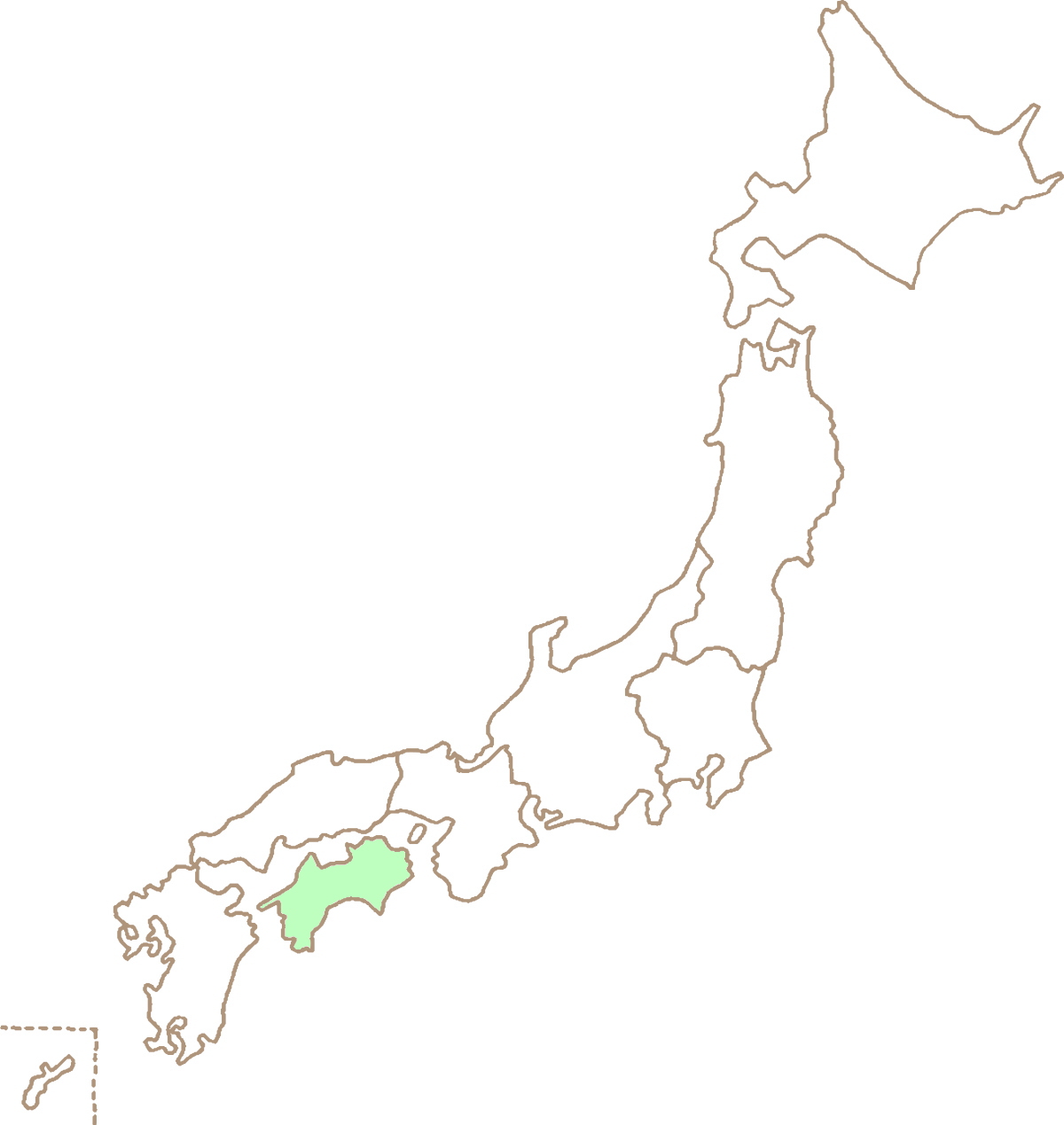四国地方の地図
