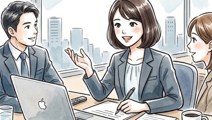 取材中や打ち合わせ中の電話対応に悩むイメージ